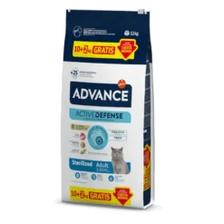 Advance Active Defense Adult Sterilized Peru e Cevada ração para gatos