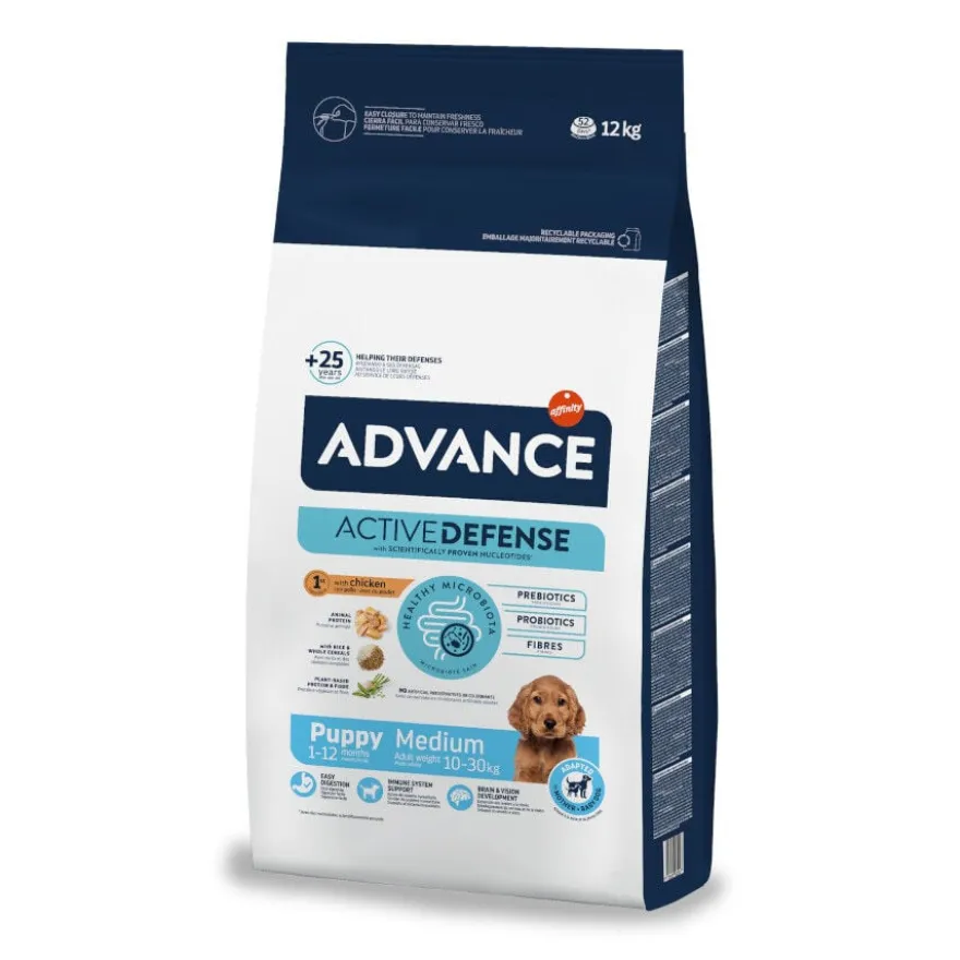 Advance Active Defense Medium Puppy Frango e Arroz ração para cães