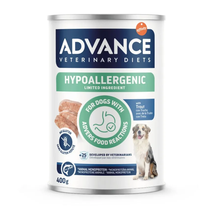 Advance Veterinary Diets Ração úmida para cães com ingredientes limitados hipoalergênicos para truta