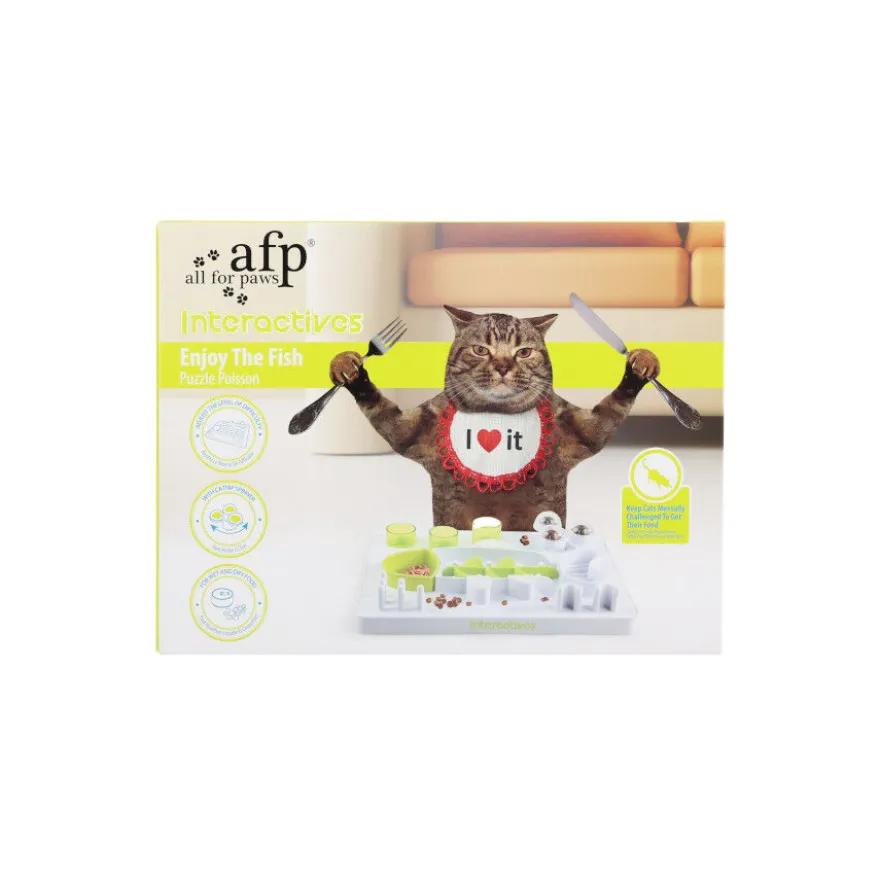 All For Paws Interactives Puzzle em formato de Peixe Brinquedo para gatos