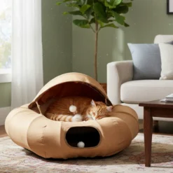All For Paws Lamb Cat Túnel Donut Castanho Bronzeado para gatos