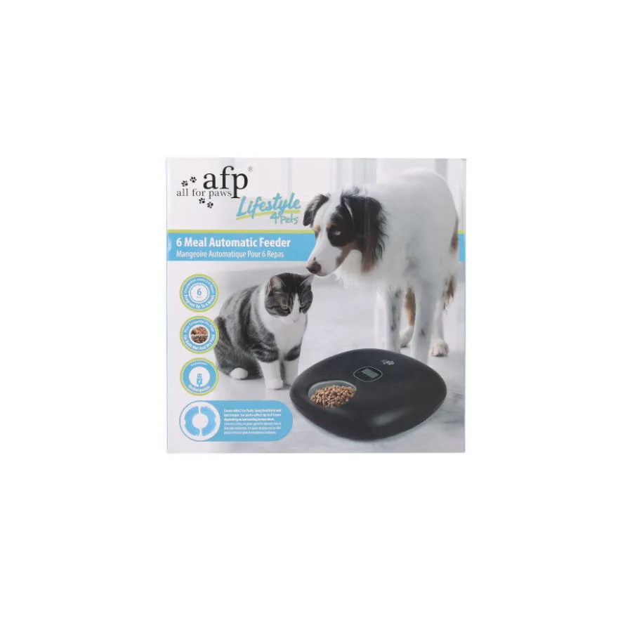 All For Paws Lifestyle Comedouro automático preto para cães e gatos