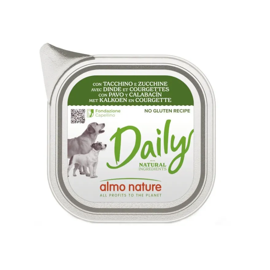 Almo Nature Bio Organic Maintenance com peru e abobrinha em pote de comida para cães
