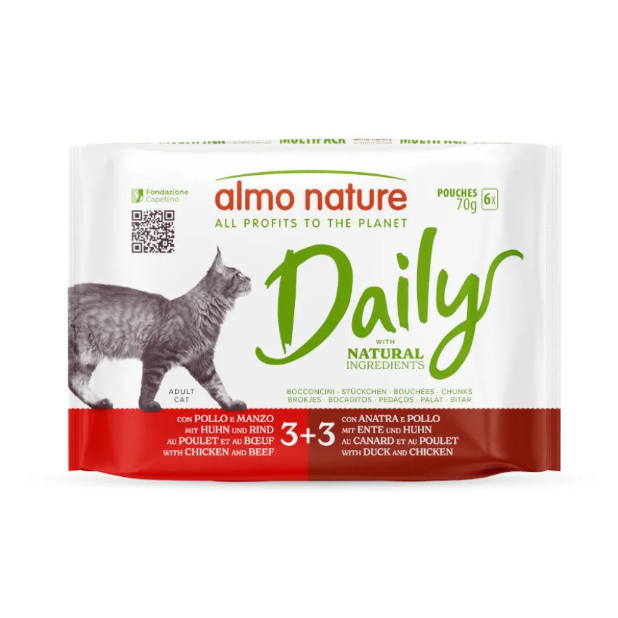 Almo Nature Daily Frango com Carne e Frango com Pato sachê para gatos