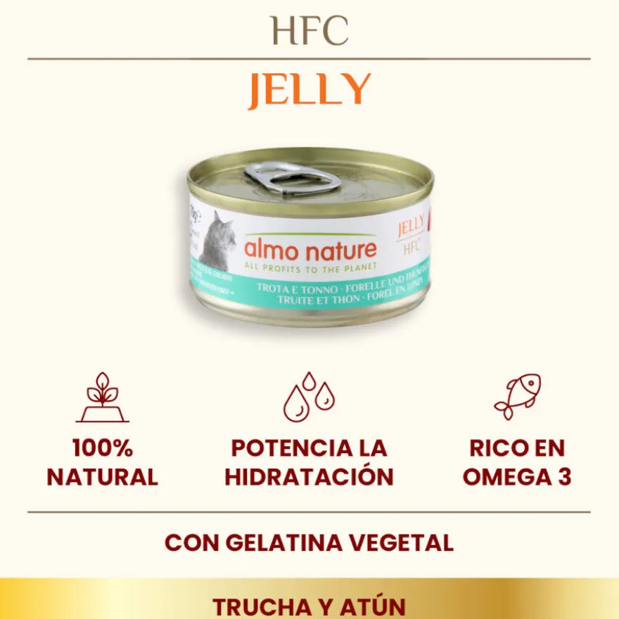 Almo Nature HFC Comida húmida de truta e atum em lata para gatos