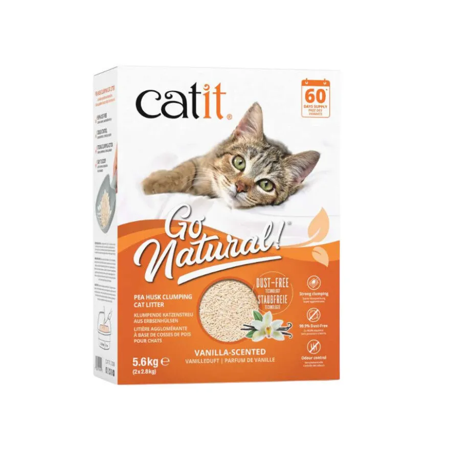 Catit Go Natura! Areia com casca de ervilha com aroma a baunilha para gatos
