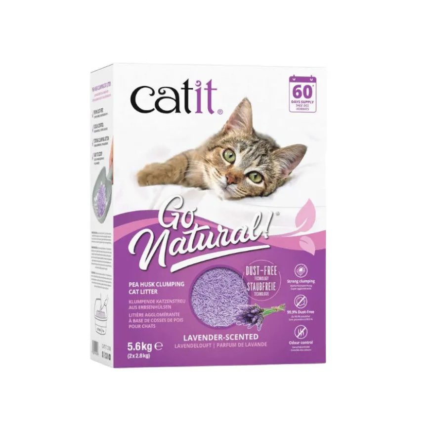 Catit Go Natura! Areia com casca de ervilha com aroma a lavanda para gatos