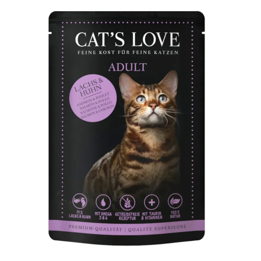 Cat's Love Adult Salmão e Frango em Gelatina saquetas para gatos