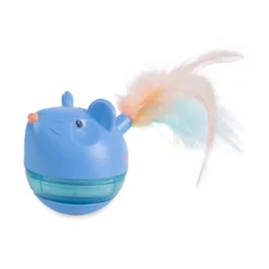 Catstages Hunt n’ Swat Treat Trumbler Rato interativo com penas para gatos
