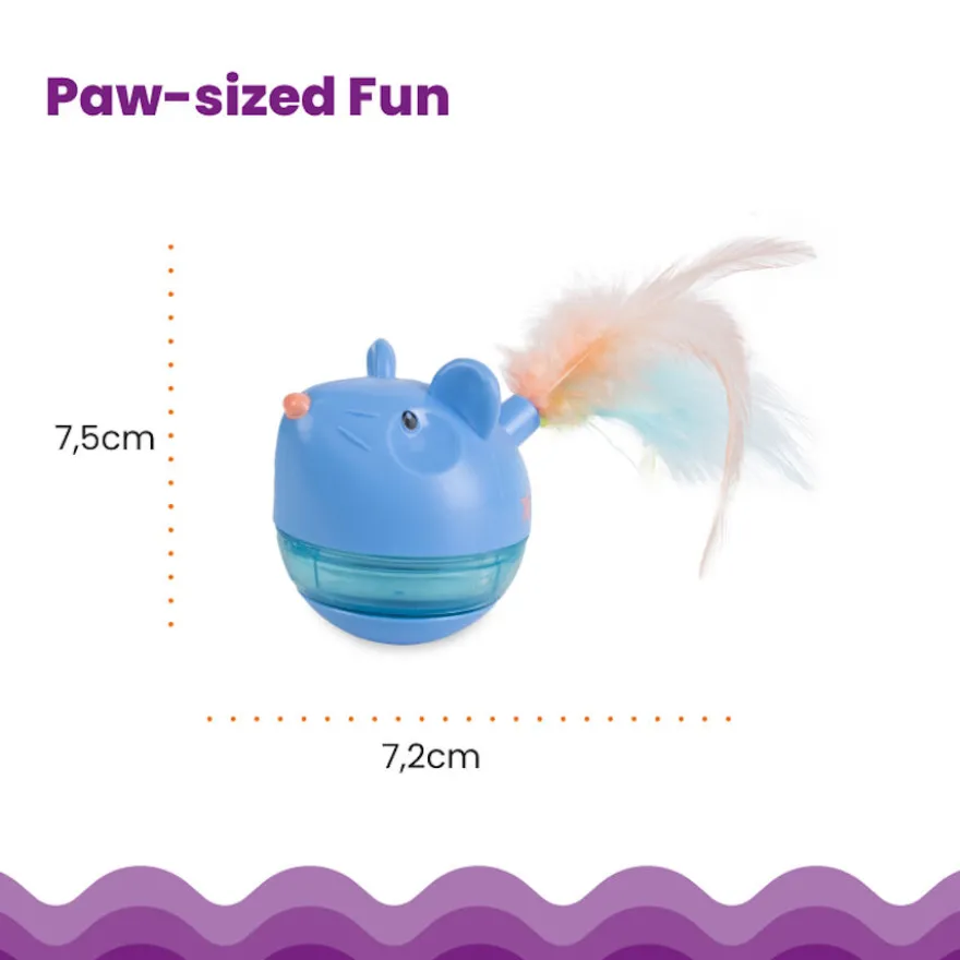 Catstages Hunt n’ Swat Treat Trumbler Rato interativo com penas para gatos