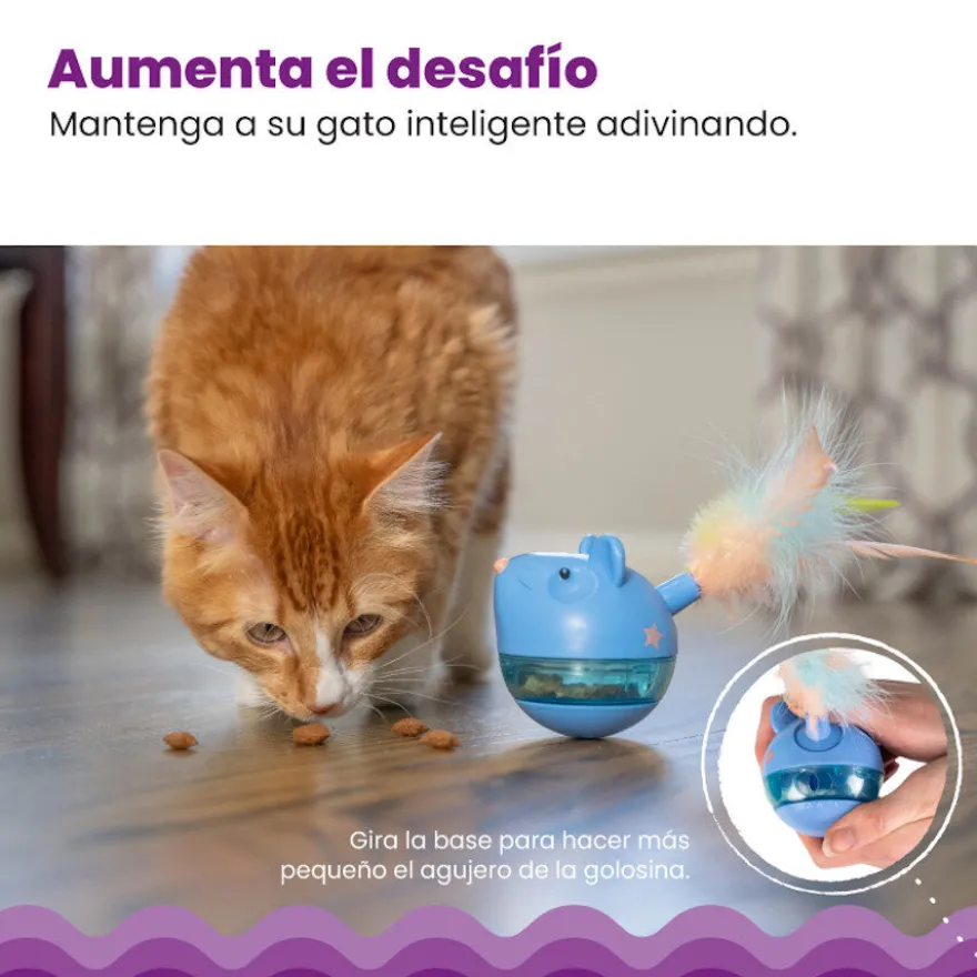 Catstages Hunt n’ Swat Treat Trumbler Rato interativo com penas para gatos