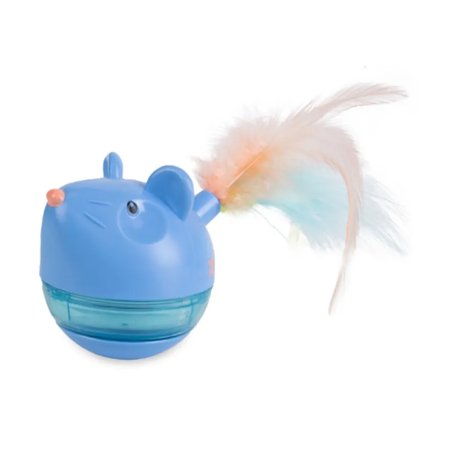 Catstages Hunt n’ Swat Treat Trumbler Rato interativo com penas para gatos