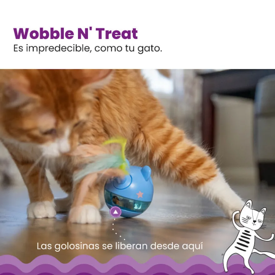 Catstages Hunt n’ Swat Treat Trumbler Rato interativo com penas para gatos