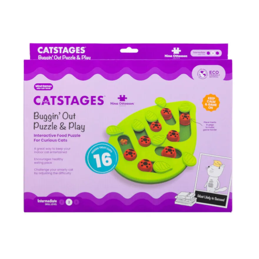 Catstages Nina Ottosson Puzzle & Play Buggin’ Out Brinquedo de Inteligência para gatos