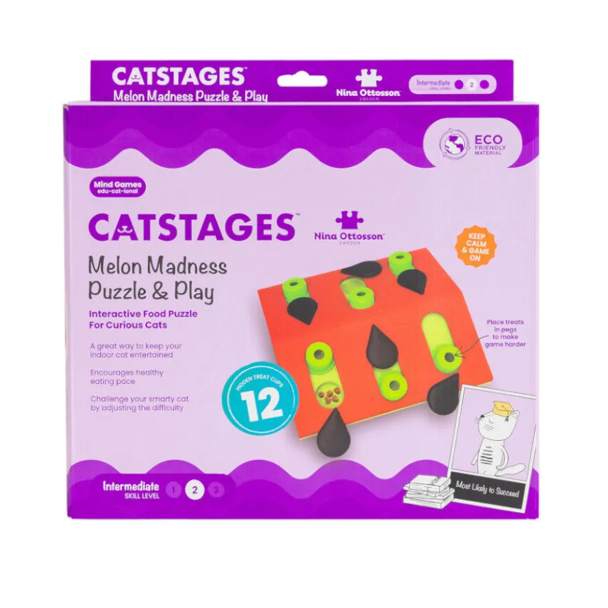 Catstages Nina Ottosson Puzzle & Play Melon Madness Brinquedo de Inteligência para gatos