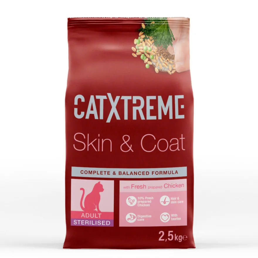 Catxtreme Adult Skin & Coat Sterilised Ração de frango para gatos