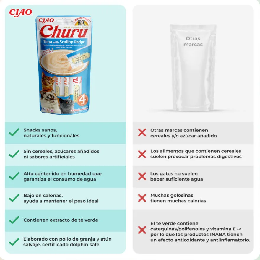 Churu Snack Cremoso de Atum com Vieira para gatos