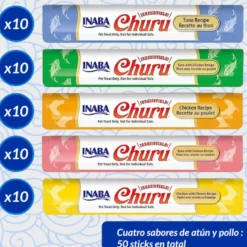 Churu Snack Cremoso Variedades de Atum e Frango para gatos – Pack 50