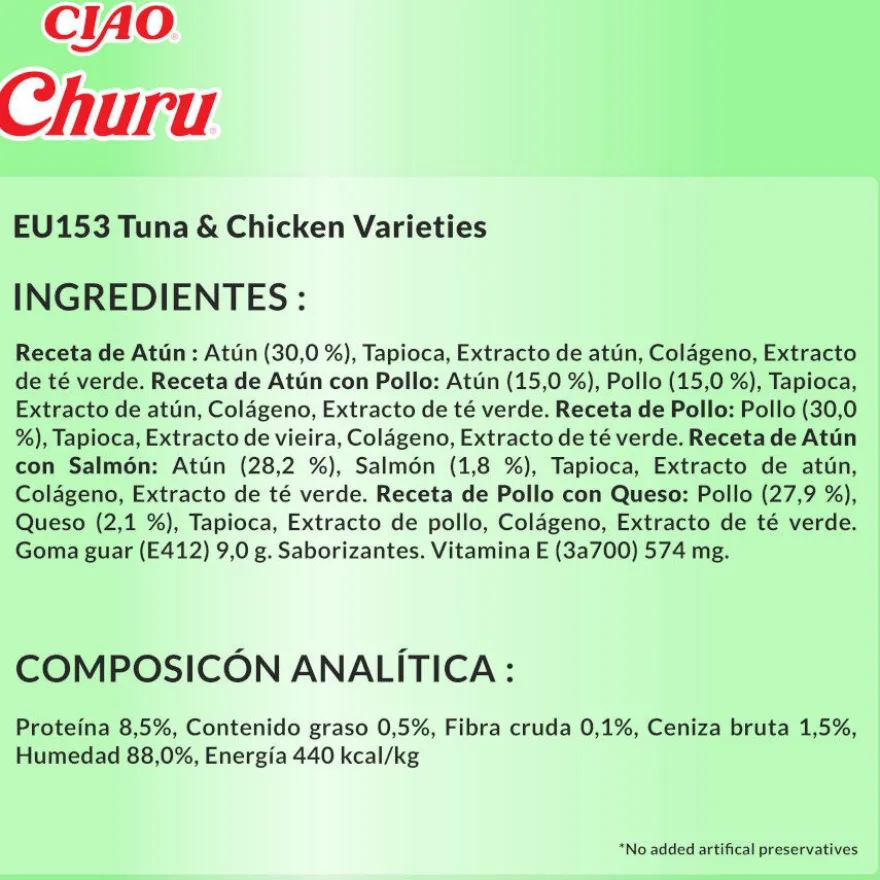 Churu Snack Cremoso Variedades de Atum e Frango para gatos – Pack 50