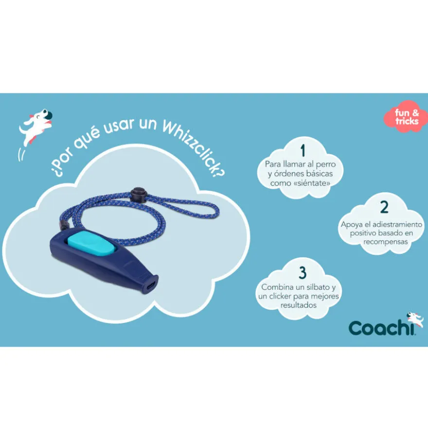 Coachi Cliker com apito azul claro para cão