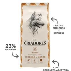 Criadores Adult Borrego e Arroz ração para cães de porte médio e grande
