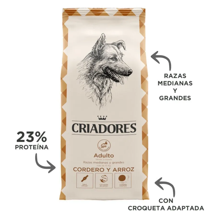 Criadores Adult Borrego e Arroz ração para cães de porte médio e grande
