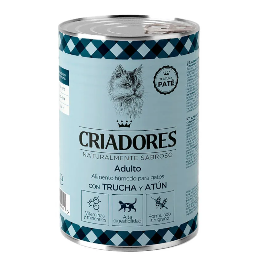 Criadores Adulto con Truta e Atum lata para gatos