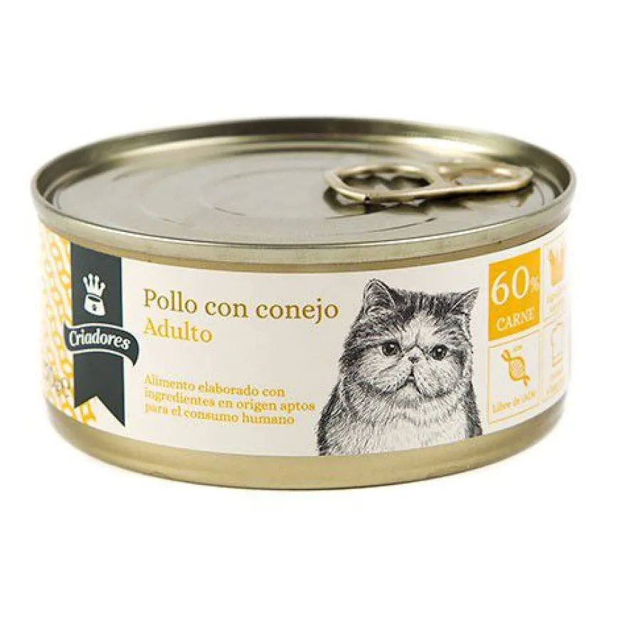 Criadores Adulto Frango e Coelho em lata para gatos