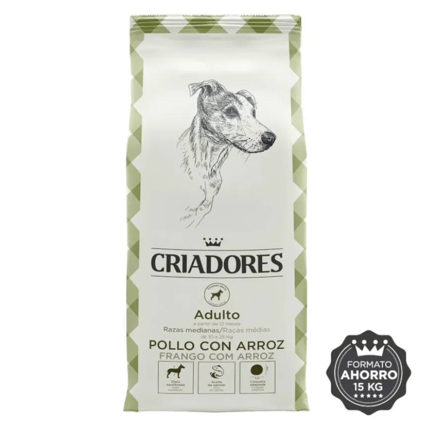 Criadores Adulto Ração de frango e arroz para cães de porte médio