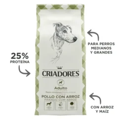 Criadores Adulto Ração de frango e arroz para cães de porte médio