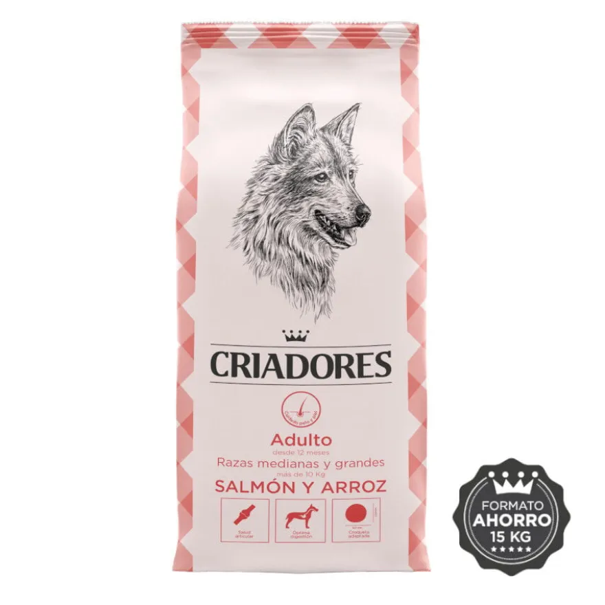 Criadores Adulto Salmão e Arroz ração para cães de porte médio e grande
