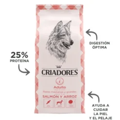 Criadores Adulto Salmão e Arroz ração para cães de porte médio e grande