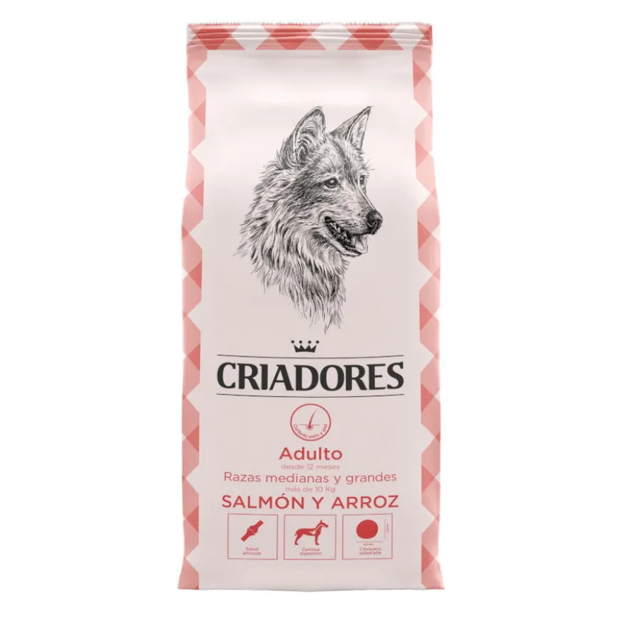 Criadores Adulto Salmão e Arroz ração para cães de porte médio e grande