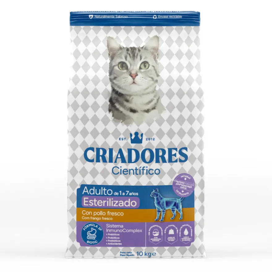 Criadores Científico Adulto Esterilizado Ração de frango para gatos