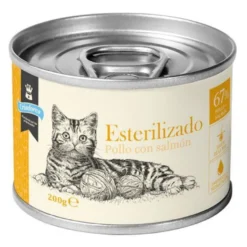 Criadores Esterilizado Comida húmida de frango e salmão em lata para gatos