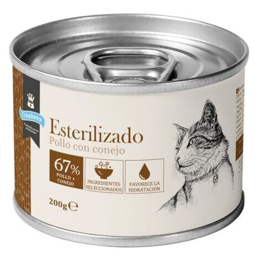 Criadores Esterilizado Frango e Coelho lata para gatos