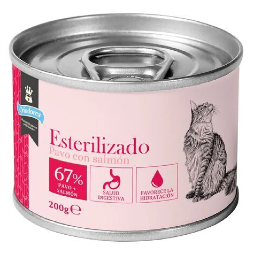 Criadores Esterilizado Peru e Salmão em lata para gatos