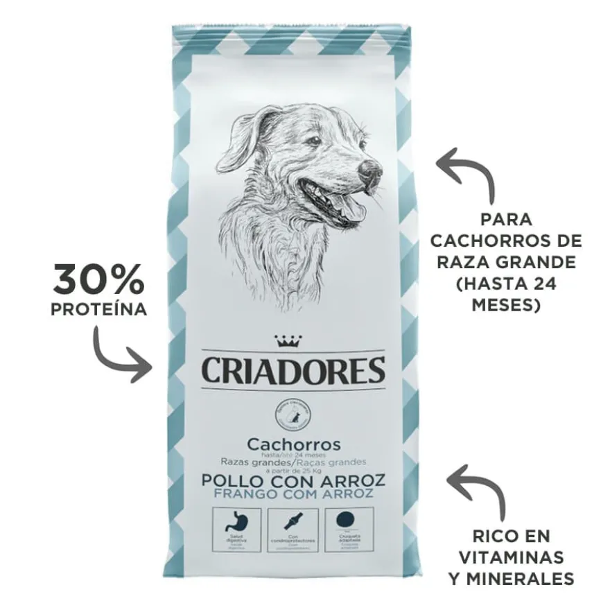 Criadores Frango e Arroz ração para cachorros de raças grandes
