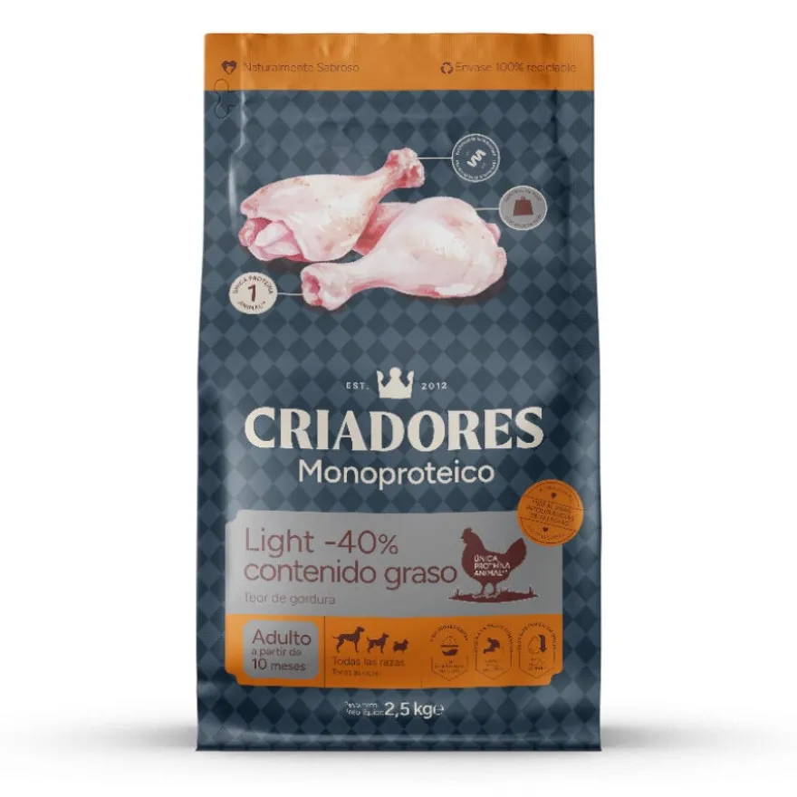Criadores Monoproteico Light -40% de gordura Ração de frango para cães adultos
