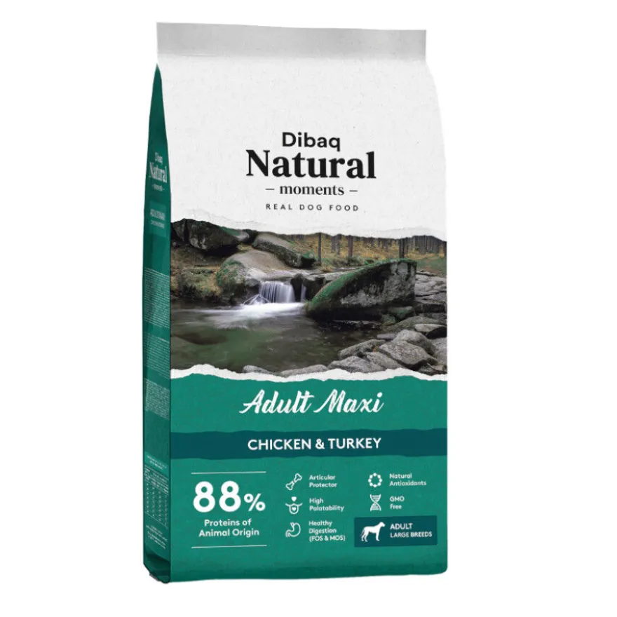 Dibaq Natural Moments Adult Maxi Frango & Peru ração para cães