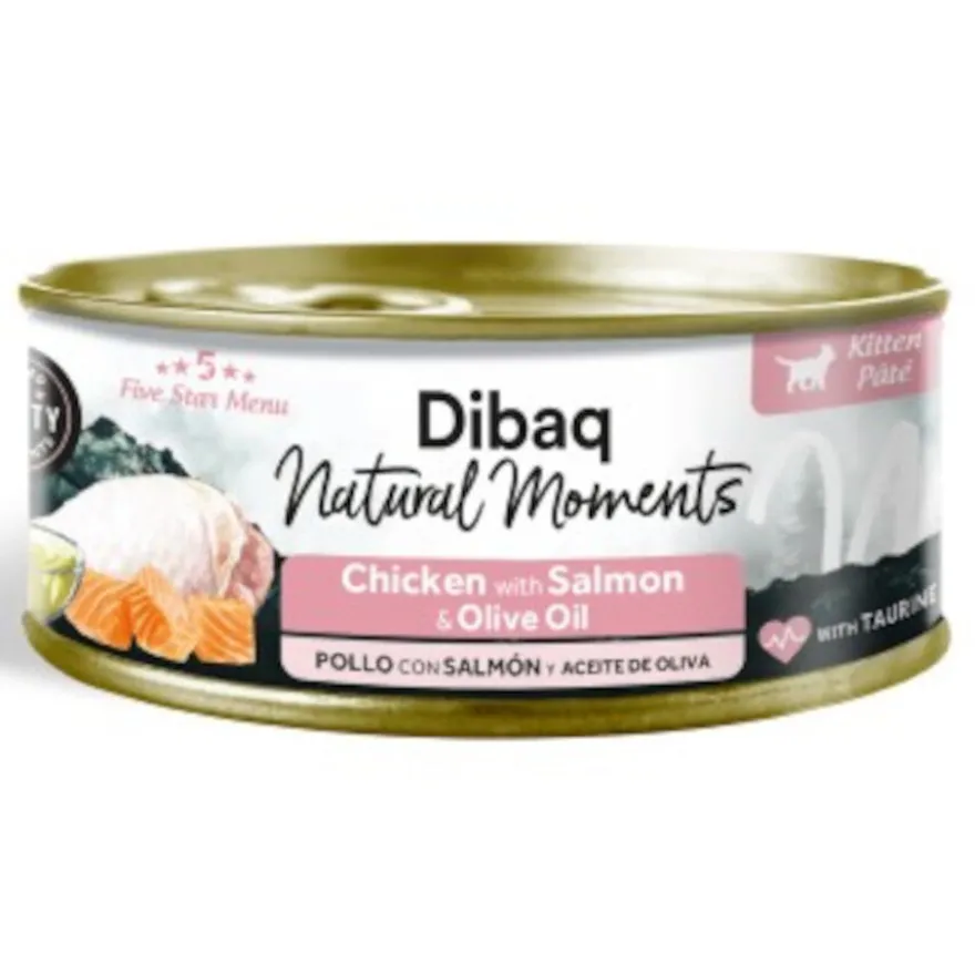 Dibaq Natural Moments Comida Húmida de Frango com Salmão para gatinhos