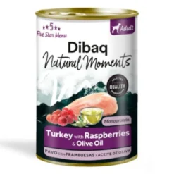 Dibaq Natural Moments Comida Húmida de Peru com Framboesas para cães