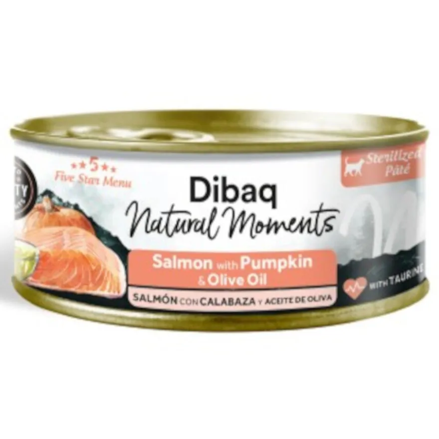 Dibaq Natural Moments Comida Húmida de Salmão com Abóbora para gatos
