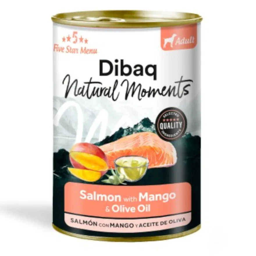 Dibaq Natural Moments Comida Húmida de Salmão com Manga para cães