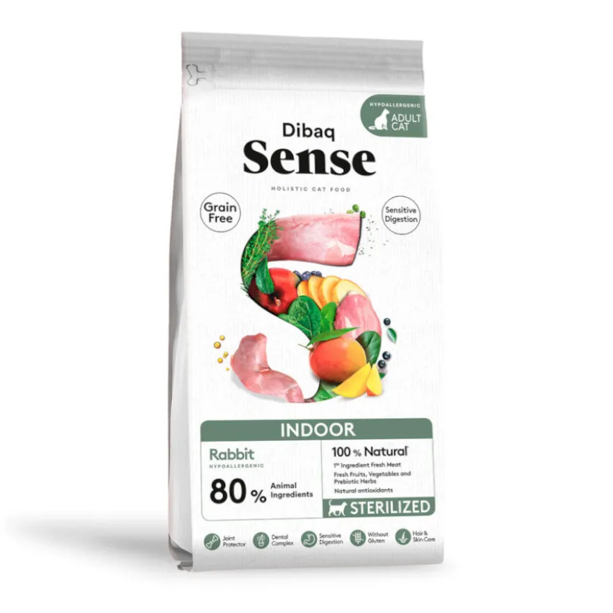 Dibaq Sense Grain Free Indoor Sterilized Adult Coelho ração para gatos