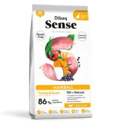 Dibaq Sense Hairball Grain Free Adulto Peru e Pato comida de gato