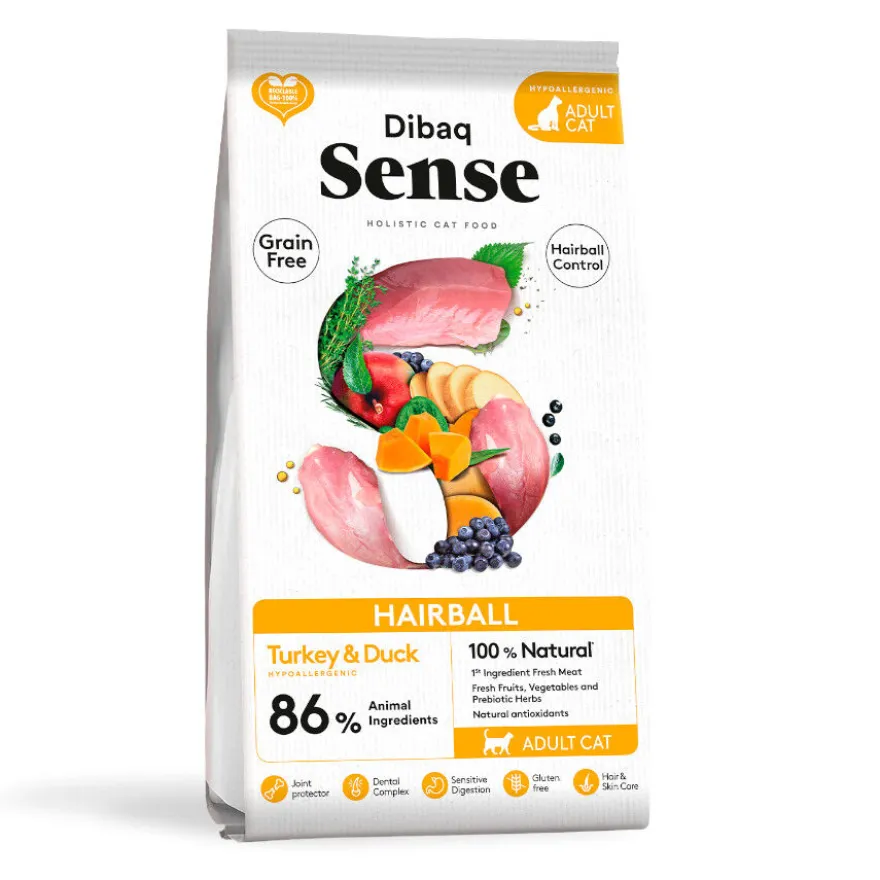 Dibaq Sense Hairball Grain Free Adulto Peru e Pato comida de gato
