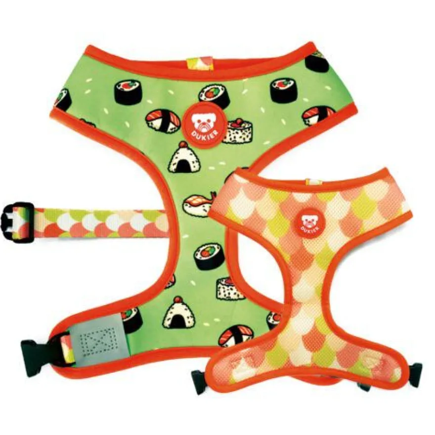 Dukier Nigiri Peitoral reversível com estampado Sushi para cães