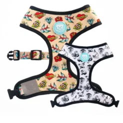Dukier Peitoral reversível com estampado de tatuagem para cães