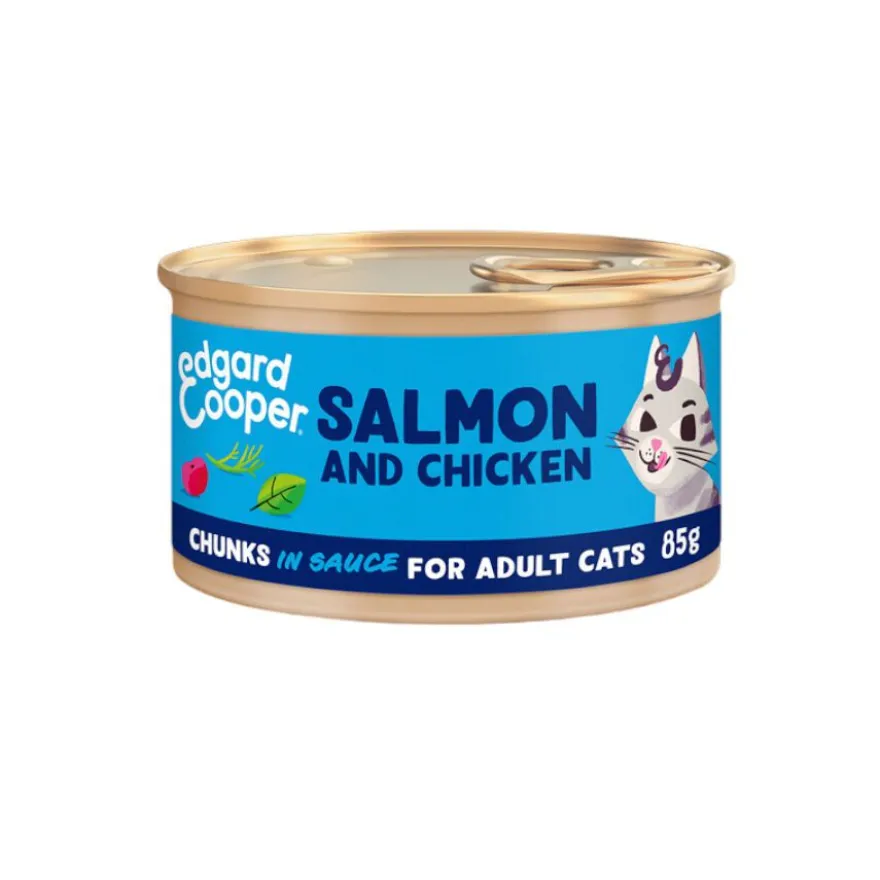 Edgard & Cooper Adult Pedaços de Salmão e Frango com molho em lata para gatos